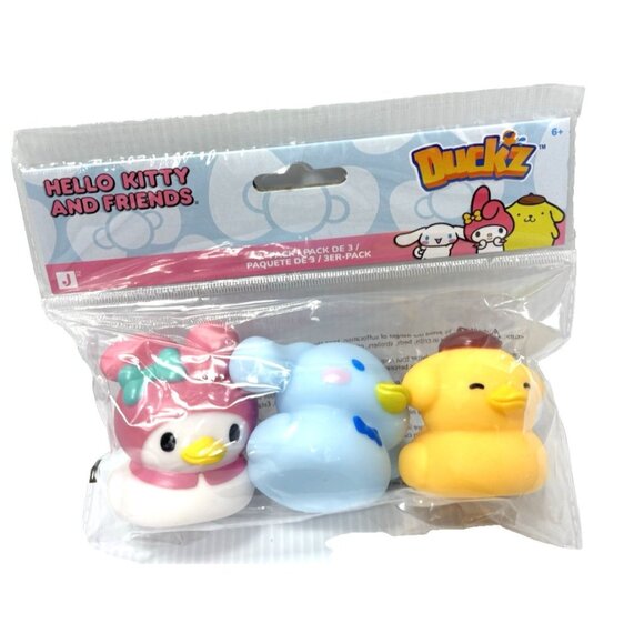 Hello Kitty Friends Duckz 3-Pack Rubber Ducks My Melody Cinnamoroll Pompompurin - Picture 1 of 7